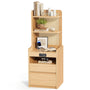 Sikaic Nightstand Sikaic Rattan Corner Nightstand with Charging Station Natural Wood Natural / Engineered Wood / Modern