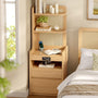 Sikaic Nightstand Sikaic Rattan Corner Nightstand with Charging Station Natural Wood Natural / Engineered Wood / Modern