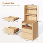 Sikaic Nightstand Sikaic Rattan Corner Nightstand with Charging Station Natural Wood Natural / Engineered Wood / Modern