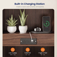 Sikaic Nightstand Tall Nightstand with Charging Station and Bookshelf Oak Brown Oak Brown / Engineered Wood / Farmhouse