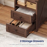 Sikaic Nightstand Tall Nightstand with Charging Station and Bookshelf Oak Brown Oak Brown / Engineered Wood / Farmhouse