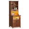 Sikaic Nightstand Tall Nightstand with Charging Station and Bookshelf Oak Brown Oak Brown / Engineered Wood / Farmhouse
