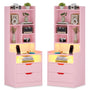 Sikaic Nightstand 2PCS LED Tall Nightstand with Bookshelf Charging Station Pink Pink / Engineered Wood / Modern