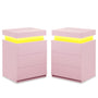 Sikaic Nightstand 2PCS Nightstand with LED Lights Charging Station Pink Pink / Engineered Wood / Modern