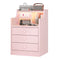 Sikaic Nightstand LED Nightstand with 3 Storage Drawers Pink Pink / Engineered Wood / Modern