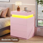 Sikaic Nightstand Nightstand with LED Lights Charging Station Pink Pink / Engineered Wood / Modern