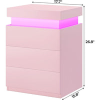 Sikaic Nightstand Nightstand with LED Lights Charging Station Pink Pink / Engineered Wood / Modern