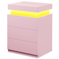 Sikaic Nightstand Nightstand with LED Lights Charging Station Pink Pink / Engineered Wood / Modern