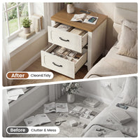 Sikaic Nightstand 22 Inch Farmhouse Nightstand with 2 Drawers Rustic White Rustic White / Engineered Wood / Farmhouse