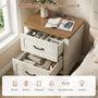 Sikaic Nightstand 22 Inch Farmhouse Nightstand with 2 Drawers Rustic White Rustic White / Engineered Wood / Farmhouse