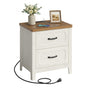 Sikaic Nightstand 22 Inch Farmhouse Nightstand with 2 Drawers Rustic White Rustic White / Engineered Wood / Farmhouse