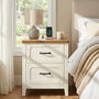 Sikaic Nightstand 22 Inch Farmhouse Nightstand with 2 Drawers Rustic White Rustic White / Engineered Wood / Farmhouse