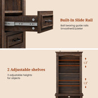 Sikaic Nightstand 61 Inches Tall Nightstand with Charging Station and LED Light Walnut Walnut Brown / Engineered Wood / Mid Century