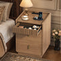 Sikaic Nightstand Nightstand with Hidden Drawer & Lockable Drawer Walnut Walnut / Engineered Wood / Mid-Century Modern