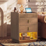 Sikaic Nightstand Nightstand with Lockable Velvet Drawer and LED Lights Walnut Walnut / Engineered Wood / Mid-Century Modern