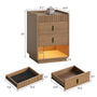 Sikaic Nightstand Nightstand with Lockable Velvet Drawer and LED Lights Walnut Walnut / Engineered Wood / Mid-Century Modern