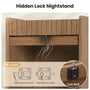 Sikaic Nightstand Nightstand with Lockable Velvet Drawer and LED Lights Walnut Walnut / Engineered Wood / Mid-Century Modern