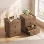 Sikaic Nightstand Set of 2 Nightstands with Hidden Drawer and Lockable Drawer Walnut Walnut / Engineered Wood / Mid-Century Modern