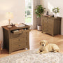 Sikaic Nightstand 2 PCS Nightstands with 3 Drawers, Pull-Out Tray & Charging Station Walnut Walnut / Engineered Wood / Modern