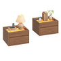 Sikaic Nightstand 2PCS Sikaic Floating Glass Nightstand with Touch LED & Charging Station Walnut Walnut / Engineered Wood / Modern