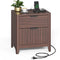 Sikaic Nightstand Fluted Nightstand with 2 Storage Drawers for Bedroom Walnut Walnut / Engineered Wood / Modern