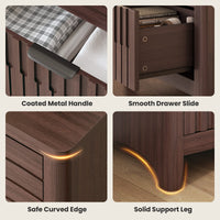 Sikaic Nightstand Fluted Nightstand with 2 Storage Drawers for Bedroom Walnut Walnut / Engineered Wood / Modern