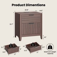 Sikaic Nightstand Fluted Nightstand with 2 Storage Drawers for Bedroom Walnut Walnut / Engineered Wood / Modern