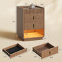 Sikaic Nightstand Fluted Nightstand with Charging Station RGB LED Lights Walnut Walnut / Engineered Wood / Modern