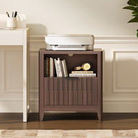 Sikaic Nightstand Fluted Nightstand with Charging Station Walnut Walnut / Engineered Wood / Modern