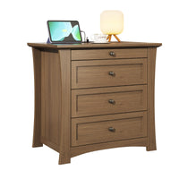 Sikaic Nightstand Nightstand with 3 Drawers, Pull-Out Tray & Charging Station Walnut Walnut / Engineered Wood / Modern
