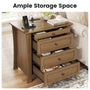 Sikaic Nightstand Nightstand with 3 Drawers, Pull-Out Tray & Charging Station Walnut Walnut / Engineered Wood / Modern