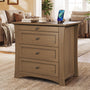 Sikaic Nightstand Nightstand with 3 Drawers, Pull-Out Tray & Charging Station Walnut Walnut / Engineered Wood / Modern