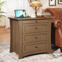 Sikaic Nightstand Nightstand with 3 Drawers, Pull-Out Tray & Charging Station Walnut Walnut / Engineered Wood / Modern
