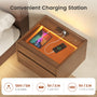 Sikaic Nightstand Sikaic Floating Glass Nightstand with Touch LED & Charging Station Walnut Walnut / Engineered Wood / Modern