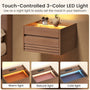 Sikaic Nightstand Sikaic Floating Glass Nightstand with Touch LED & Charging Station Walnut Walnut / Engineered Wood / Modern