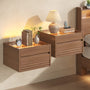 Sikaic Nightstand Sikaic Floating Glass Nightstand with Touch LED & Charging Station Walnut Walnut / Engineered Wood / Modern