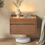 Sikaic Nightstand Sikaic Floating Glass Nightstand with Touch LED & Charging Station Walnut Walnut / Engineered Wood / Modern