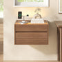 Sikaic Nightstand Sikaic Floating Glass Nightstand with Touch LED & Charging Station Walnut Walnut / Engineered Wood / Modern