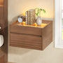 Sikaic Nightstand Sikaic Floating Glass Nightstand with Touch LED & Charging Station Walnut Walnut / Engineered Wood / Modern