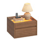 Sikaic Nightstand Sikaic Floating Glass Nightstand with Touch LED & Charging Station Walnut Walnut / Engineered Wood / Modern