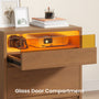 Sikaic Nightstand Sikaic Glass Nightstand with 3-Color LED Lights & Charging Station Walnut Walnut / Engineered Wood / Modern