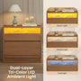 Sikaic Nightstand Sikaic Glass Nightstand with 3-Color LED Lights & Charging Station Walnut Walnut / Engineered Wood / Modern