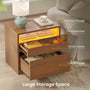 Sikaic Nightstand Sikaic Glass Nightstand with 3-Color LED Lights & Charging Station Walnut Walnut / Engineered Wood / Modern