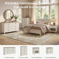Sikaic Nightstand Farmhouse Nightstand with Drawer & Open Shelf Rustic White White / Engineered Wood / Farmhouse