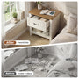 Sikaic Nightstand Farmhouse Nightstand with Drawer & Open Shelf Rustic White White / Engineered Wood / Farmhouse