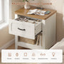 Sikaic Nightstand Farmhouse Nightstand with Drawer & Open Shelf Rustic White White / Engineered Wood / Farmhouse