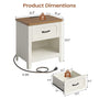 Sikaic Nightstand Farmhouse Nightstand with Drawer & Open Shelf Rustic White White / Engineered Wood / Farmhouse