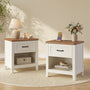 Sikaic Nightstand Farmhouse Nightstand with Drawer & Open Shelf Rustic White White / Engineered Wood / Farmhouse
