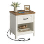 Sikaic Nightstand Farmhouse Nightstand with Drawer & Open Shelf Rustic White White / Engineered Wood / Farmhouse