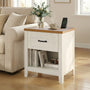 Sikaic Nightstand Farmhouse Nightstand with Drawer & Open Shelf Rustic White White / Engineered Wood / Farmhouse